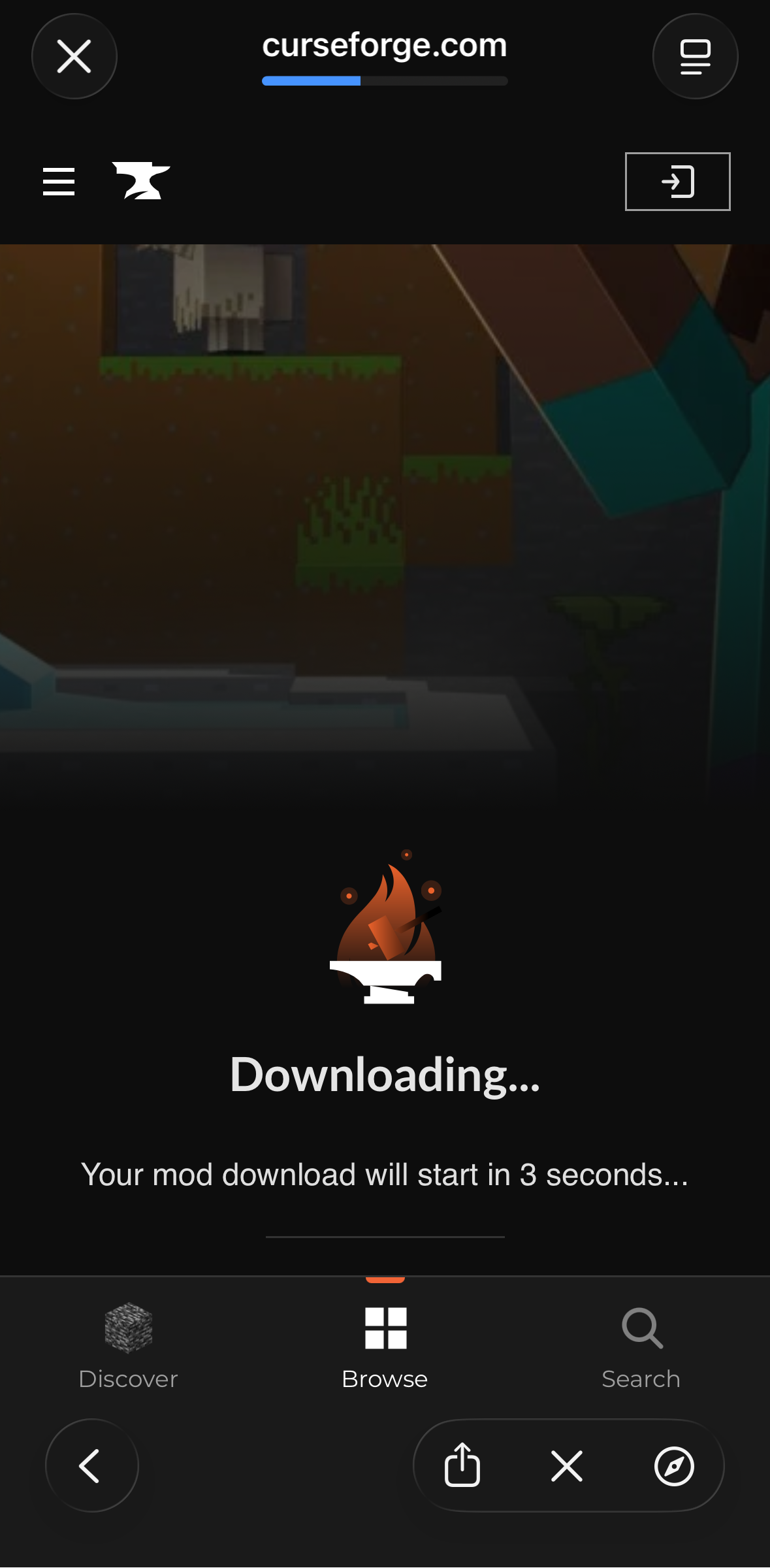 Downloading画面。数秒待つと自動で進みます