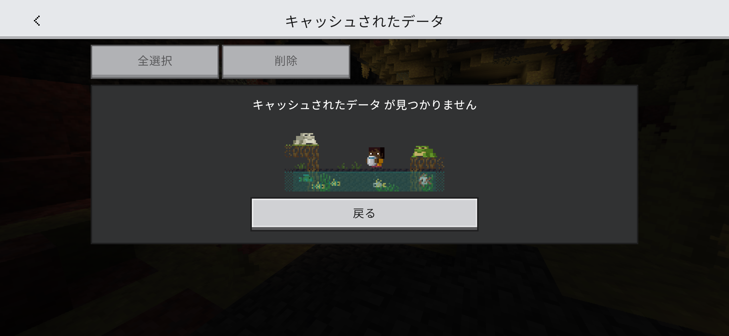 キャッシュされたデータが見つかりませんと出たら完了